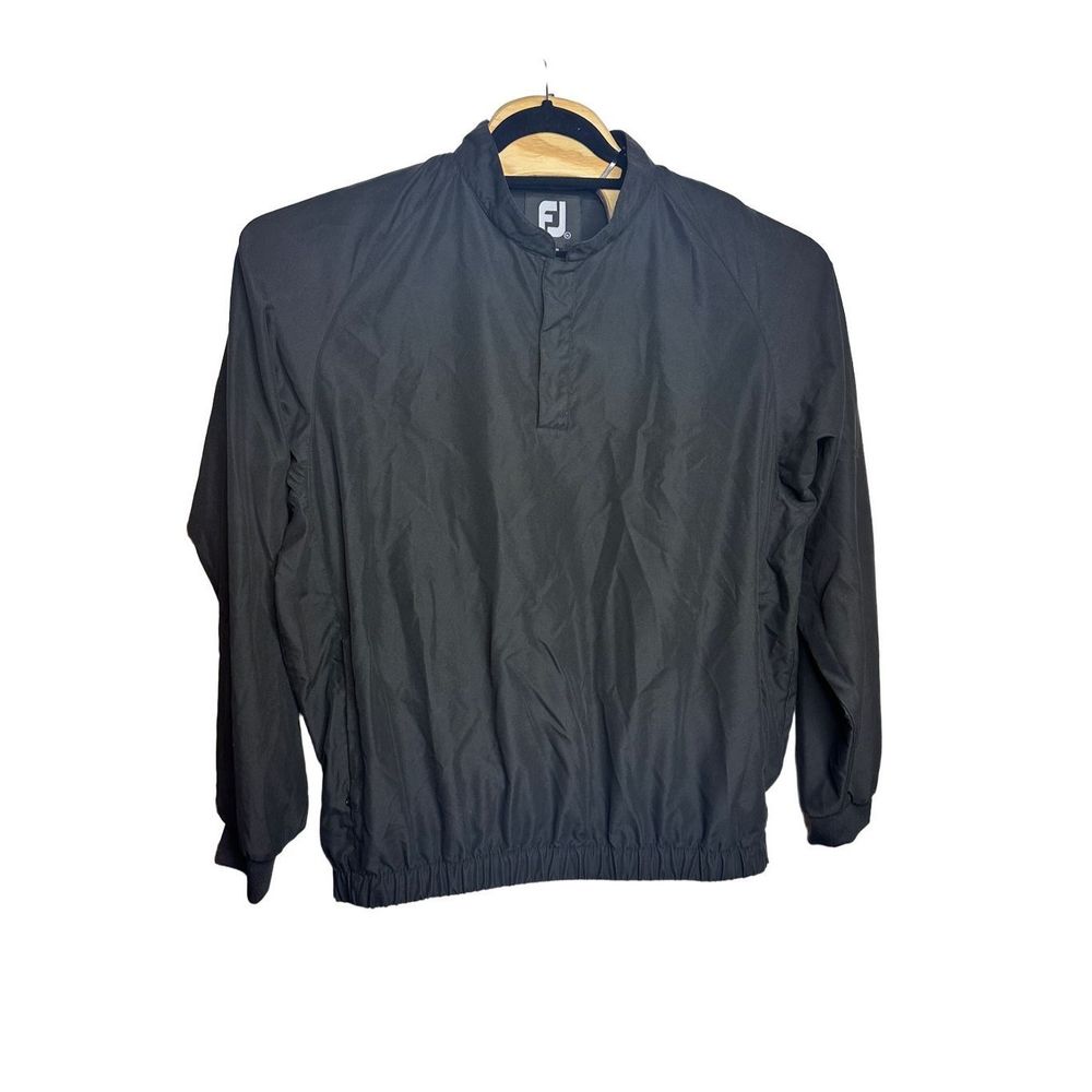 FootJoy FJ Windbreaker 1/4‎ Button Down Black Long Sleeve Jacket Size XL Men's